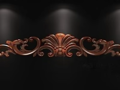 Intricate Wooden Carved Ornamental Design With Scroll Patterns And Floral Motifs 3d model