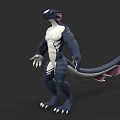 Mythical Aquatic Dragon Like Creature With Deep Blue And White Body Standing Posture