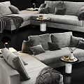 Modern corner sofa coffee table combination 3d model