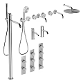 Black Modern Shower System With Handheld Sprayer Control Knobs And Rainfall Top Head 3d model