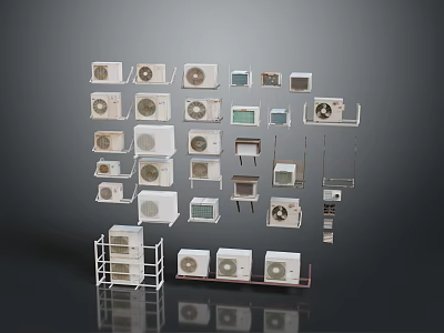 Electrical Appliances Display With Various Styles of Air Conditioners And Related Parts 3d model