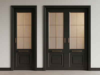 Modern Middle Ancient Double Door Wooden Double Door Glass Double Door 3d model