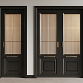 Modern Middle Ancient Double Door Wooden Double Door Glass Double Door 3d model