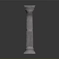 Classical Fluted Column With Ornate Capital For Interior Architectural Decor