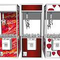 Claw Machine Amusement Equipment With Colorful Designs Red Theme And Balloon Patterns