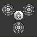 Modern Multi Circular Technological Device With Three Bases Top Antenna And Spherical Structure