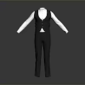 Men's Formal Clothing Set With Black Vest White Long Sleeve Shirt And Trousers