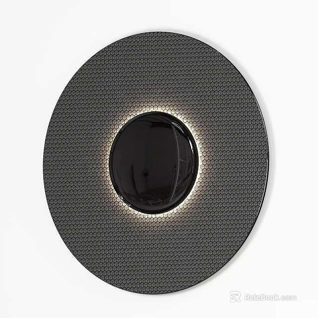 Modern Round Wall Sconce With Textured Surface And Ambient Light Ring 3d model 