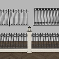 Modern wrought iron railing fence guardrail fence 3d model