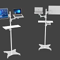 Iron Mobile Laptop Monitor Stands With Wheels And Tray For Office Workstation