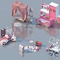 Various Kids Beds With Tented Tops Storage Cabinets And Decorative Furniture