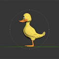 Yellow Rubber Duck Standing on Green Circular Platform Against Gray Background 3d model