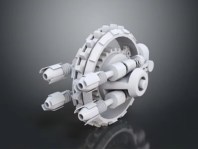 3D Model of Aerospace Mechanical Structure with Gear Design and Propulsion Arms for Cosmic Exploration 3d model