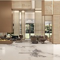 Hotel lobby installation art log veneer lobby 3d model