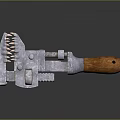 Adjustable Heavy Duty Hardware Wrench With Metal Body And Wooden Handle