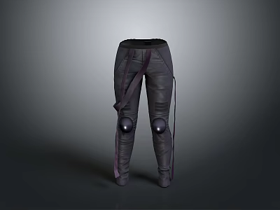 Stylish Black Leather Pants With Knee Pads For Daily Wear And Protection 3d model