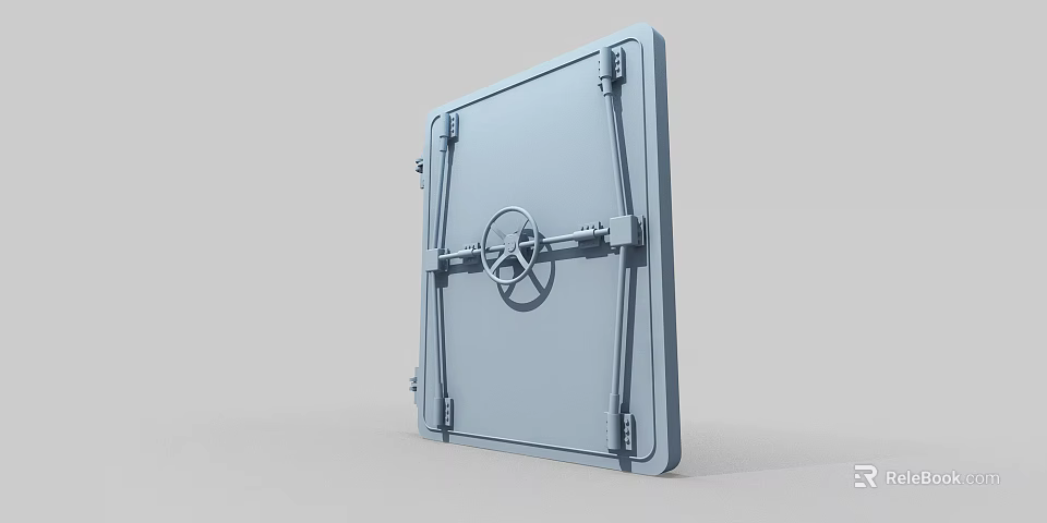 Heavy Duty Metal Security Door With Hinges And Circular Handle Design 3d model 
