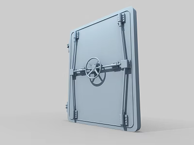 Heavy Duty Metal Security Door With Hinges And Circular Handle Design 3d model