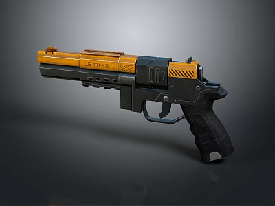 Futuristic Yellow And Black Tactical Pistol With Ergonomic Grip Design 3d model