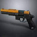 Futuristic Yellow And Black Tactical Pistol With Ergonomic Grip Design