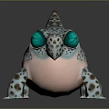 Fantasy Animal With Blue Brown Spotted Skin Large Eyes And Round Pink Belly