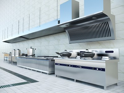 Modern Gas Stove Hotel Kitchen Back Kitchen Stove 3d model