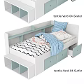 Modern Kids Bed Design With White Light Blue Frame And Storage Drawers