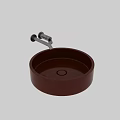 Sleek Red Round Modern Washbasin With Chrome Faucet In Bathroom Interior Design