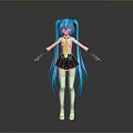 Vibrant Anime Character With Blue Long Twin Ponytails Sailor Uniform White Top And Blue Skirt