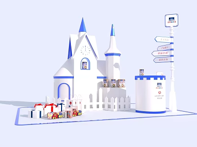 Modern Ground Pile Blue Castle 3d model