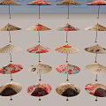 Colorful Umbrella Shaped Decorative Ornament Set With Various Patterns For Home Decor