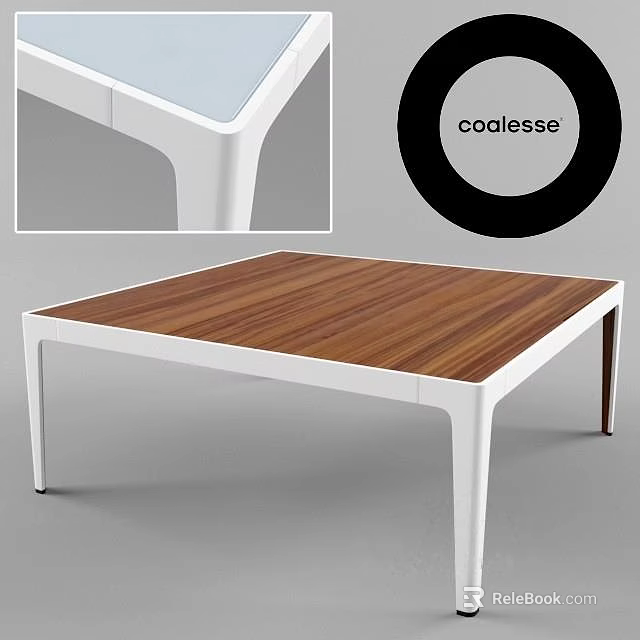 Modern Coffee Table Design With Wooden Tabletop And White Legs 3d model