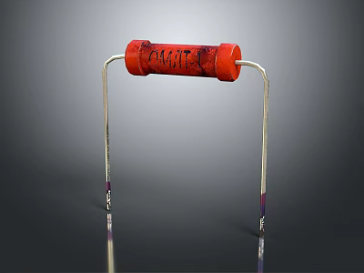 Red Resistor With Metal Leads As Essential Electronic Hardware Tool 3d model