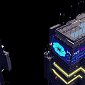 Futuristic Architecture With Geometric Tall Buildings Neon Lights Digital Displays