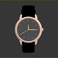 Sleek Modern Watch With Black Leather Strap And Rose Gold Case And Minimalist Black Dial