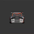 White Racing Car With Blue Orange Graphics Cast Shift Logo On Track With Yellow Lines