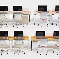 Modern Office Desks With Computers And Ergonomic Chairs In Workspace Setup 3d model