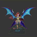 Fantasy Character Design With Blue Glowing Wings And Magic Aura Effects