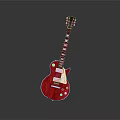 Red Electric Guitar With Black Neck And White Accents For Home Living