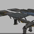Industrial Scenery Components With Gray Metal Platforms Yellow Markings And Structural Parts