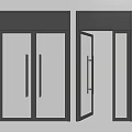 Black Framed Double Doors With Clear Glass Panels Open And Closed View 3d model