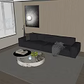 Modern double sofa coffee table combination 3d model