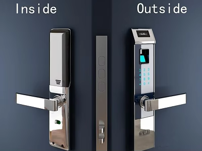 Smart Door Handle With Inside Outside Design Fingerprint Recognition And Numeric Keypad 3d model
