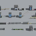 Various Access Control Equipment Including Turnstiles Boom Gates And Security Booths 3d model