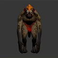 Fierce Standing Hyena Like Creature With Yellow Mane Red Body Long Arms Sharp Claws