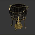 Traditional Black Household Cauldron With Two Handles On Ornate Golden Stand