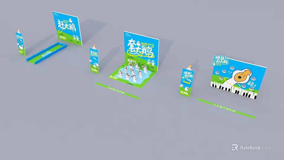 Interactive Zone with Science and Technology Exploration Theme Piano Key Decorations and Exhibition Boards 3d model