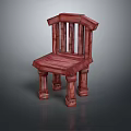 Stylish Red Wooden Leisure Chair With Vertical Slat Back And Sturdy Wood Legs