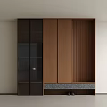 Modern Entryway Cabinet With Side Cabinet Glass Doors Light Brown Panels And Stone Base