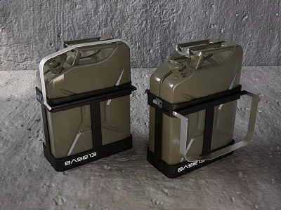 BA-250 Military Green Industrial Equipment Fuel Cans With Black Straps In Industrial Setting 3d model